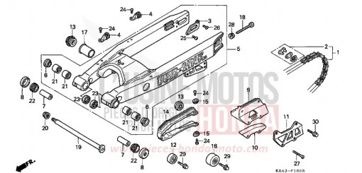 FORCELLA POSTERIORE/CATENA SECONDARIA (6) CR250RK di 1989